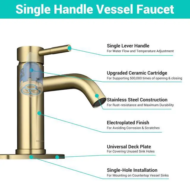 Alt view image 5 of 7 - Aquaterior Single Handle Bathroom Vessel Faucet Mixer Tap with Pop-up Drain