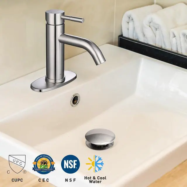 Alt view image 2 of 7 - Aquaterior Single Handle Bathroom Vessel Faucet Basin Tap with Pop-up Drain