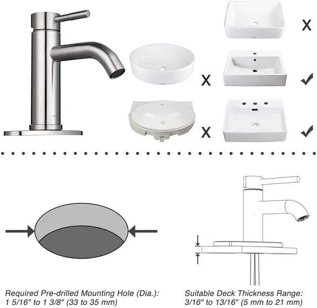 Alt view image 4 of 7 - Aquaterior Single Handle Bathroom Vessel Faucet Basin Tap with Pop-up Drain