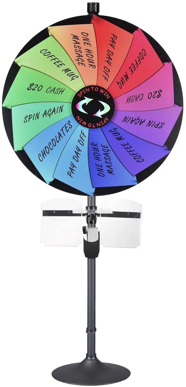 Alt view image 3 of 7 - WinSpin 36" Prize Wheel Tabletop Floor Stand Spinning Wheel w/ Brochure Holders