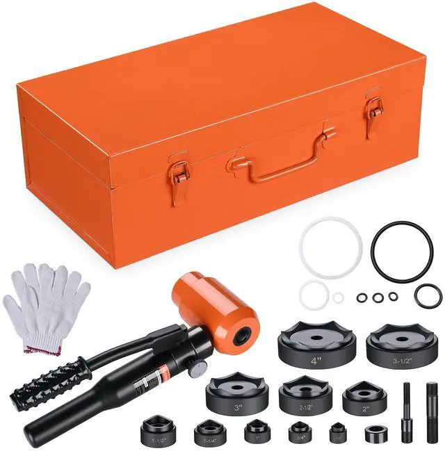 Main image of Yescom 15 Ton Hydraulic Knockout Punch set with 1/2" to 4" 10-Die Hole Puncher Steel Case Heavy Duty