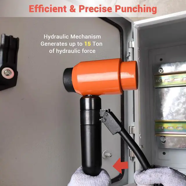 Alt view image 6 of 7 - Yescom 15 Ton Hydraulic Knockout Punch set with 1/2" to 4" 10-Die Hole Puncher Steel Case Heavy Duty