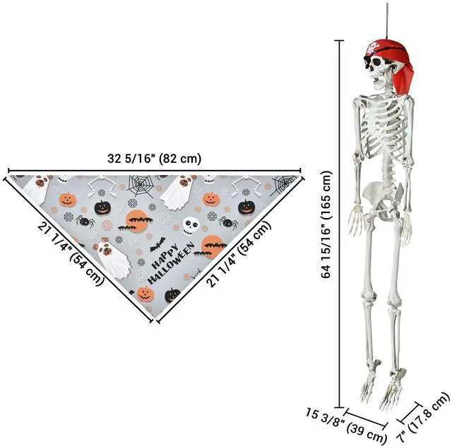 Alt view image 3 of 4 - Yescom 2Pcs Pirate Life Size Skeleton Poseable 5.4Ft with Fall Dog Bandana for Halloween Decorations 2025