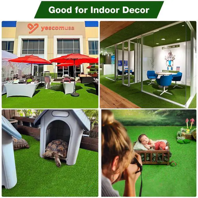 Alt view image 2 of 7 - Yescom Artificial Grass Turf Roll 65'x5' Large Backyard Faux Decor Fake Lawn 2 Pack