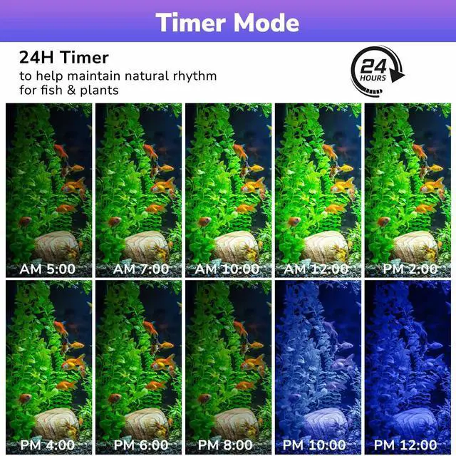 Alt view image 7 of 7 - Yescom LED Aquarium Light 22 inch to 30 inch APP WIFI Control Fish Tank Light Full Spectrum with Extendable Brackets Timer For Freshwater Plant
