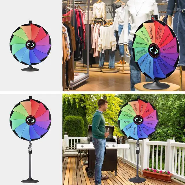 Alt view image 4 of 7 - WinSpin 36" Prize Wheel Tabletop Floor Stand Spinning Wheel w/ Brochure Holders
