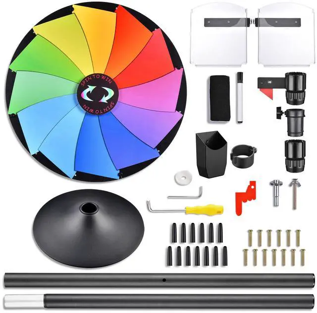 Alt view image 5 of 7 - WinSpin 36" Prize Wheel Tabletop Floor Stand Spinning Wheel w/ Brochure Holders