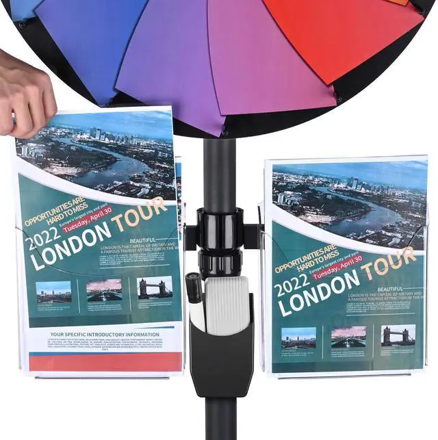 Alt view image 6 of 7 - WinSpin 36" Prize Wheel Tabletop Floor Stand Spinning Wheel w/ Brochure Holders