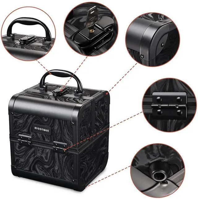 Alt view image 6 of 6 - Byootique Rolling Makeup Train Case with Portable Cube Case Cosmetic Organizer