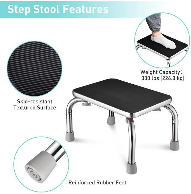Alt view image 2 of 7 - Yescom Medical Steel Step Stool Anti-Slip Platform Footstool for Seniors Adults 2 Packs