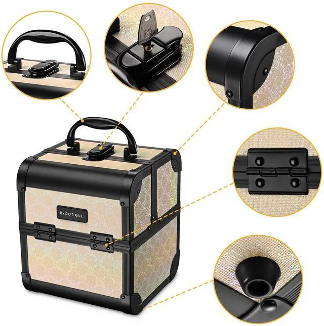 Alt view image 6 of 7 - Byootique Rolling Makeup Train Case w/ Cube Case Cosmetic Organizer Travel