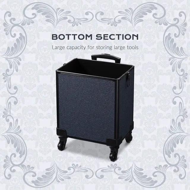 Alt view image 2 of 7 - Byootique Makeup Train Case Trolley w/ Cube Case Cosmetic Organizer ForgetMeNot