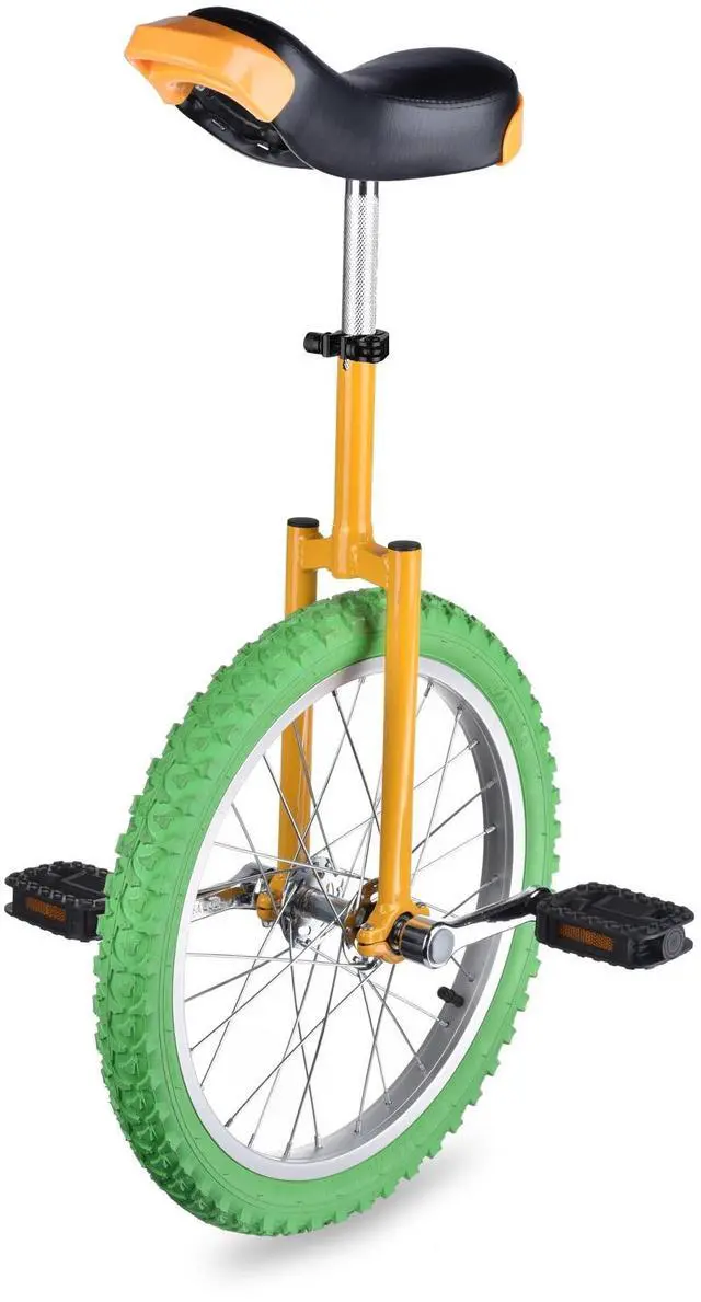 Main image of Yescom 18 In Wheel Outdoor Unicycle Skid-proof Tire Fitness Bicycle Balance Training for Adults Teenagers Kids, Yellow & Green