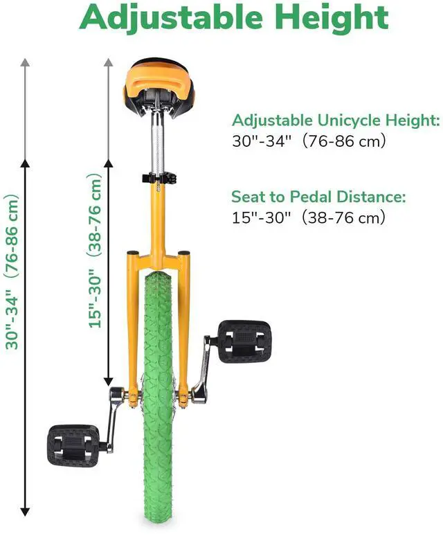 Alt view image 3 of 7 - Yescom 18 In Wheel Outdoor Unicycle Skid-proof Tire Fitness Bicycle Balance Training for Adults Teenagers Kids, Yellow & Green