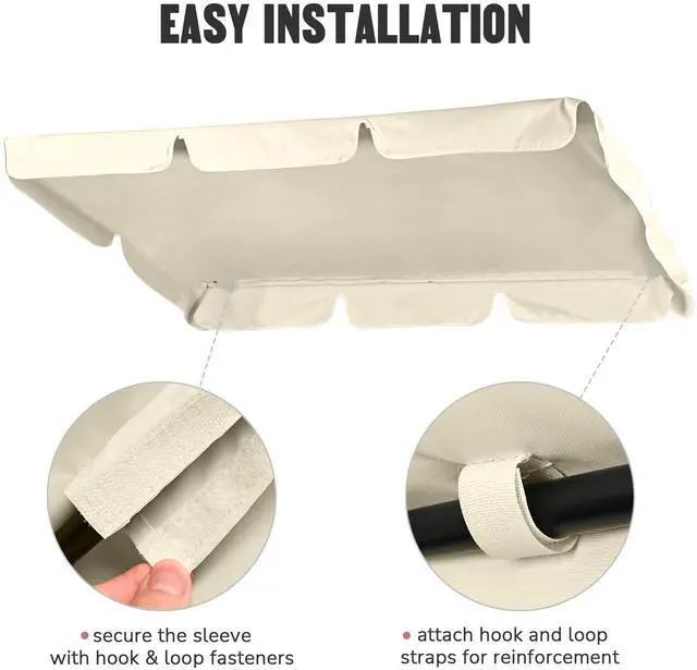 Alt view image 6 of 7 - 76"x44" Outdoor Swing Cover Replacement Canopy UV30+ 180gsm Top Patio Yard Garden Seat