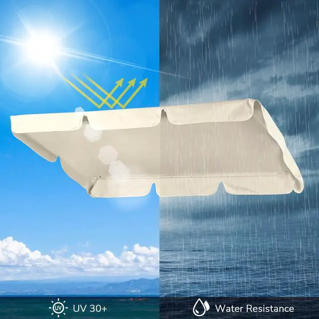 Alt view image 2 of 7 - 76"x44" Outdoor Swing Cover Replacement Canopy UV30+ 180gsm Top Patio Yard Garden Seat