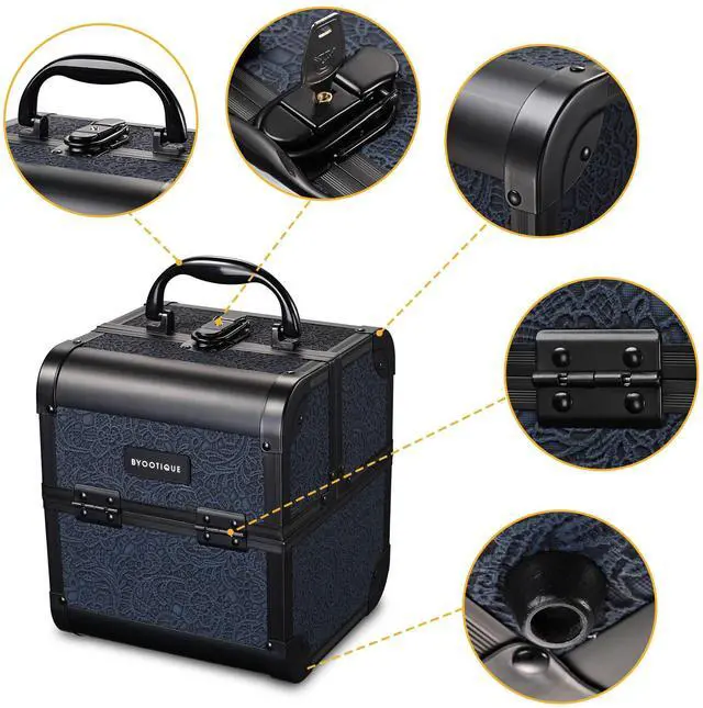 Alt view image 7 of 7 - Byootique Makeup Train Case Trolley w/ Cube Case Cosmetic Organizer ForgetMeNot