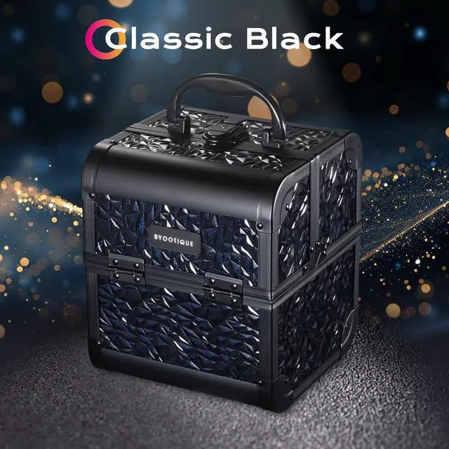 Alt view image 6 of 7 - Byootique Aluminum Rolling Nail Table with Train Case Cosmetic Organizer Black