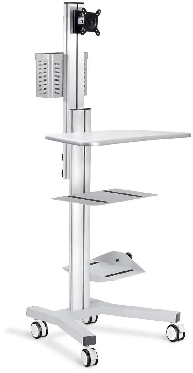 Main image of PC Rolling Mobile cart Desktop Workstation Sit/stand up w/ Monitor Holder & Printer Deck