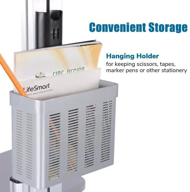 Alt view image 6 of 7 - PC Rolling Mobile cart Desktop Workstation Sit/stand up w/ Monitor Holder & Printer Deck