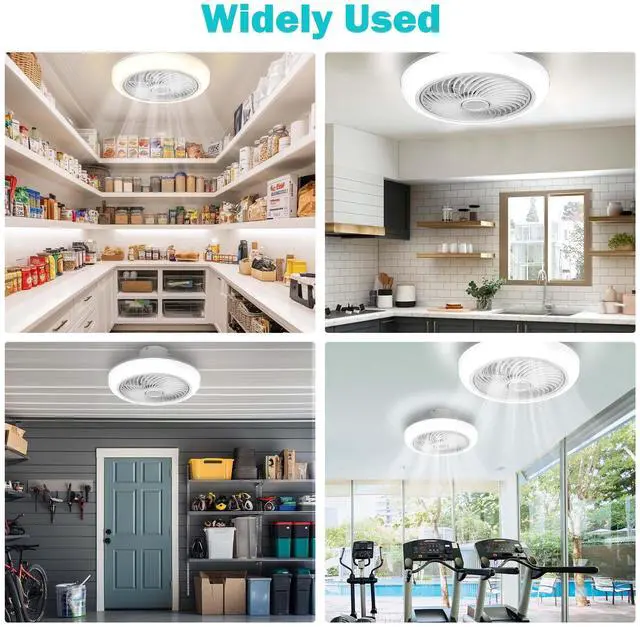 Alt view image 7 of 7 - DELight 18" Enclosed Ceiling Fan Low Profile Dimmable LED Light APP & Remote Control Lamp Smart timing Home Kitchen