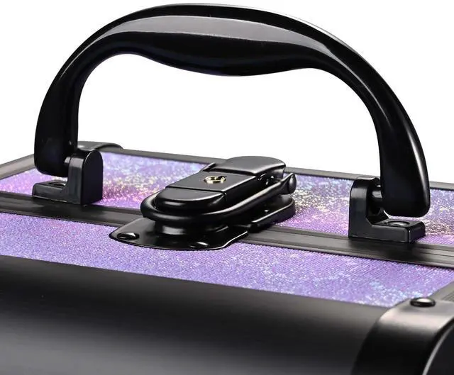 Alt view image 6 of 7 - Byootique Portable Rolling Nail Table Kit with Makeup Train Case Aluminum Purple