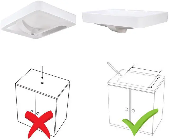 Alt view image 3 of 7 - Aquaterior 23" Vessel Sink Drop in Ceramic Basin Pop up Drain Bathroom 2 Pack