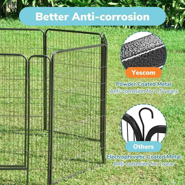Alt view image 5 of 7 - Yescom Dog Playpen 12 Panels 47 inch Height Heavy Duty Outdoor Indoor Camping RV Fence Barrier Metal Puppy Exercise Kennel
