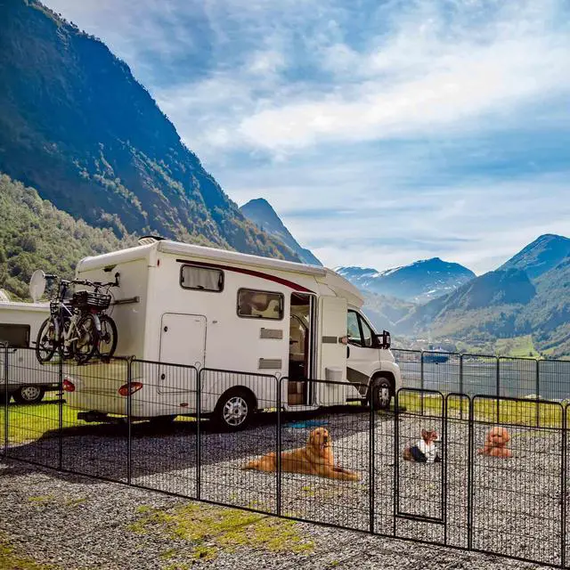 Alt view image 2 of 7 - 48 Pieces 28"x47" Pet Playpen Extra Large Dog Exercise Fence Panel Crate Outdoor