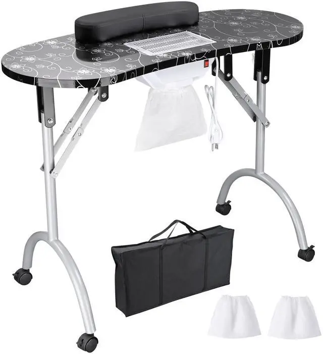 Alt view image 2 of 7 - Byootique Portable Folding Manicure Nail Table Station Salon Desk Vented LED Beauty Spa