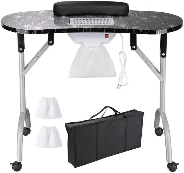 Alt view image 3 of 7 - Byootique Portable Folding Manicure Nail Table Station Salon Desk Vented LED Beauty Spa