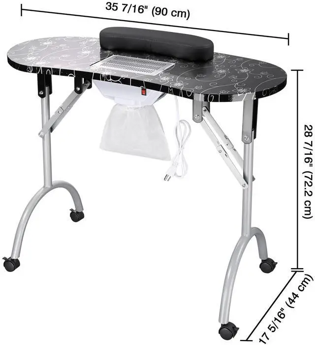 Alt view image 6 of 7 - Byootique Portable Folding Manicure Nail Table Station Salon Desk Vented LED Beauty Spa