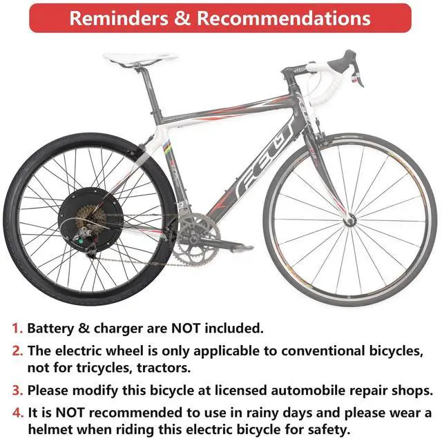 Alt view image 7 of 7 - Yescom 26"x4" Fat Tire 48V Ebike Electric Rear Wheel Bicycle Conversion Kit LCD 1500W Dual Controller