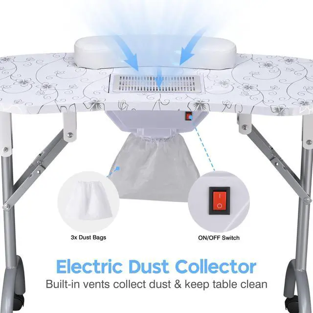 Alt view image 3 of 7 - Byootique Folding Manicure Nail Table & Rolling Makeup Train Case Mermaid Silver