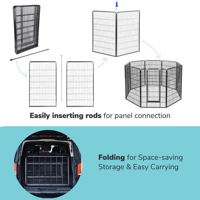 Alt view image 5 of 7 - Yescom 16 Pieces 28"x47" Pet Playpen Extra Large Dog Exercise Fence Panel Crate Outdoor