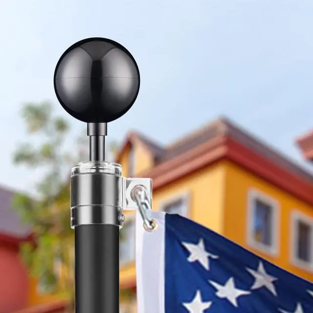 Alt view image 3 of 6 - Yescom 3" Flagpole 2 Pack Black Ball Top Finial Ornament for 20 25 30 Ft Flag Pole Outdoor