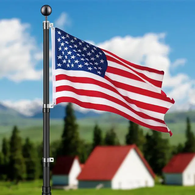 Alt view image 6 of 6 - Yescom 3" Flagpole 2 Pack Black Ball Top Finial Ornament for 20 25 30 Ft Flag Pole Outdoor