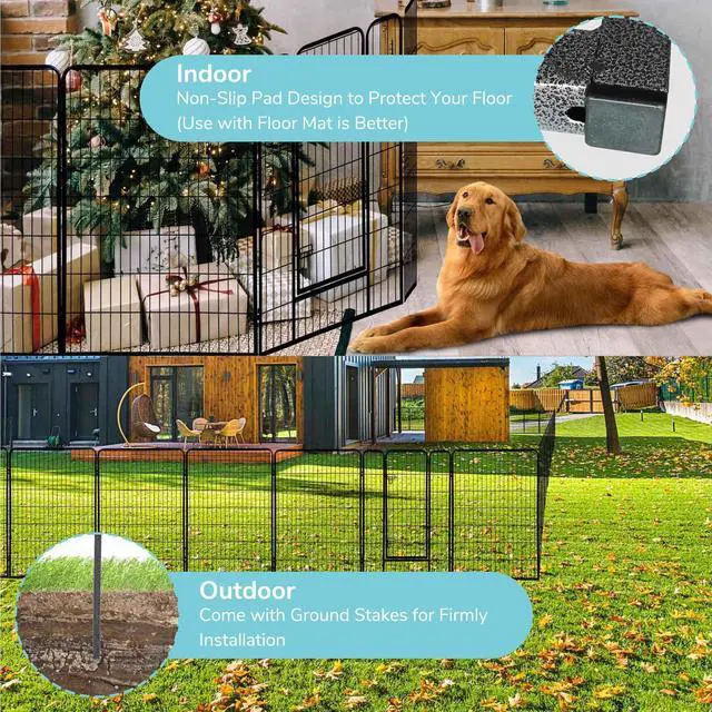 Alt view image 5 of 7 - 48 Pieces 28"x47" Pet Playpen Extra Large Dog Exercise Fence Panel Crate Outdoor