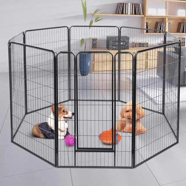 Alt view image 3 of 7 - Yescom 16 Pieces 28"x47" Pet Playpen Extra Large Dog Exercise Fence Panel Crate Outdoor