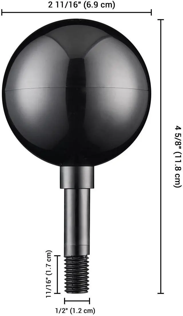 Alt view image 2 of 6 - Yescom 3" Flagpole 2 Pack Black Ball Top Finial Ornament for 20 25 30 Ft Flag Pole Outdoor