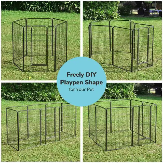 Alt view image 4 of 7 - Yescom 16 Pieces 28"x47" Pet Playpen Extra Large Dog Exercise Fence Panel Crate Outdoor