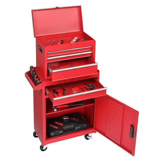 Alt view image 2 of 7 - Yescom 2-in-1 Rolling Tool Cart on Wheels Trolley Organizer Storage Box Workshop Garage Warehouse Repair Shop