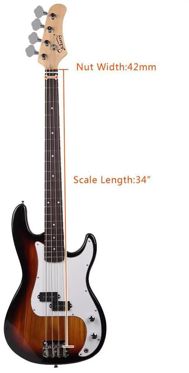Alt view image 4 of 7 - Electric Bass Guitar Beginner Kit 4 String with AMP Cable Strap Carry Bag Black