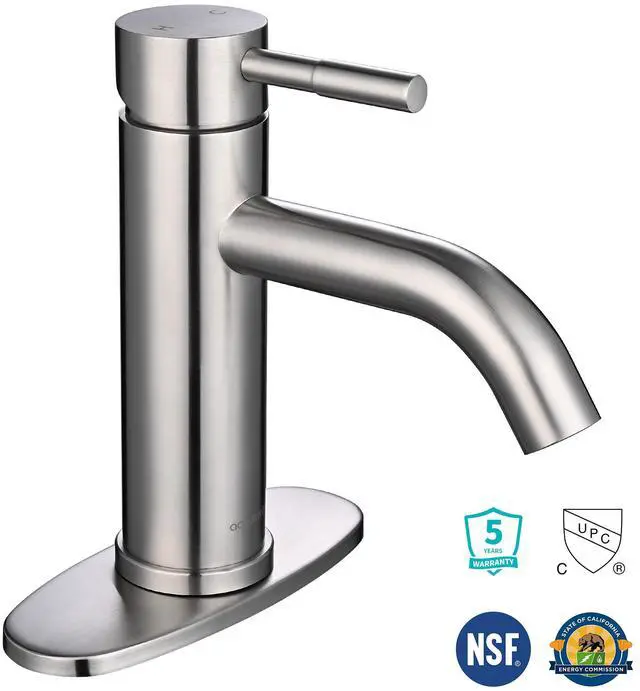 Main image of Aquaterior Single Handle Deck Mount Vessel Faucet Bathroom Vanity Mixer Tap Brushed Nickel