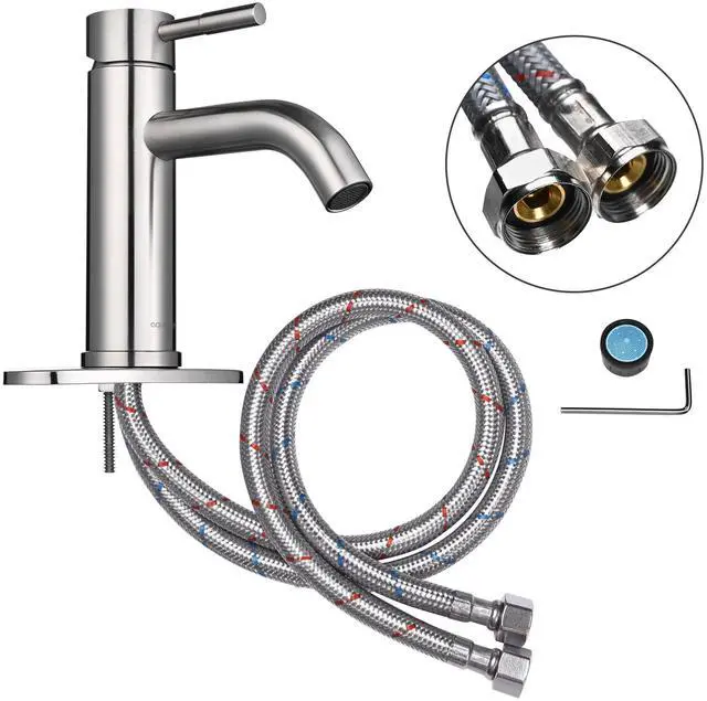 Alt view image 3 of 7 - Aquaterior Single Handle Deck Mount Vessel Faucet Bathroom Vanity Mixer Tap Brushed Nickel