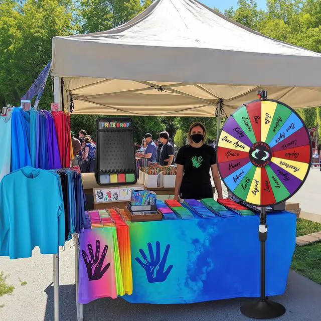 Alt view image 7 of 7 - WinSpin 41x25" Large Prize Drop Board Game Customizable Slots with 12 Pucks Carnival Party