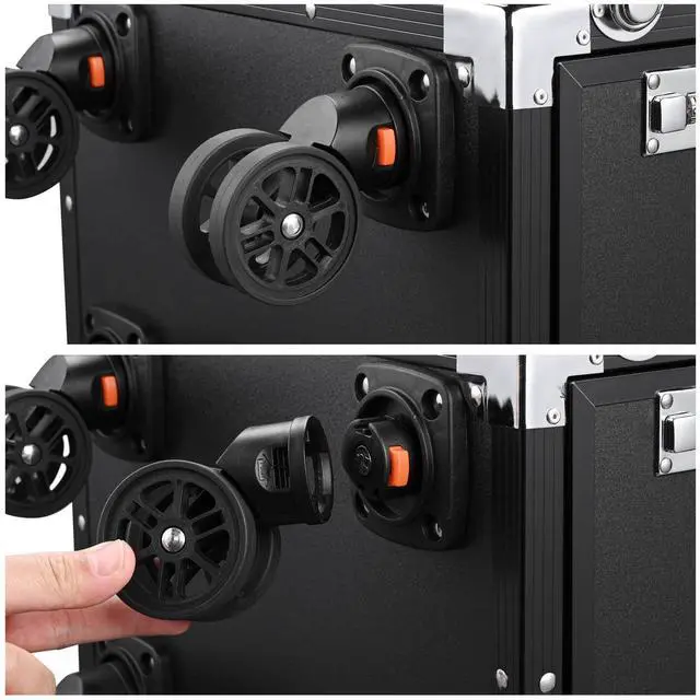 Alt view image 4 of 7 - Byootique Portable Manicure Table Desk for Nail Tech Organizer Rolling Makeup Case with Wheels and Telescopic Handle for Manicurist Technician, Black