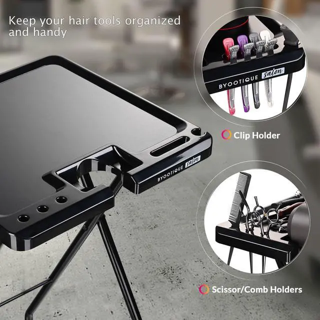 Alt view image 3 of 7 - Byootique Folding Salon Tray on Wheels w/ 4 Magnetic Bowls Drawer Hair Stylist
