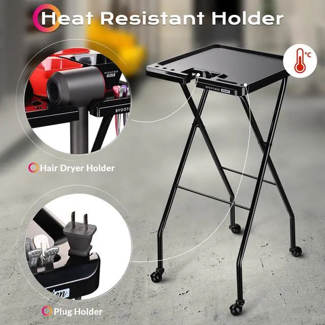 Alt view image 2 of 7 - Byootique Folding Salon Tray on Wheels w/ 4 Magnetic Bowls Drawer Hair Stylist