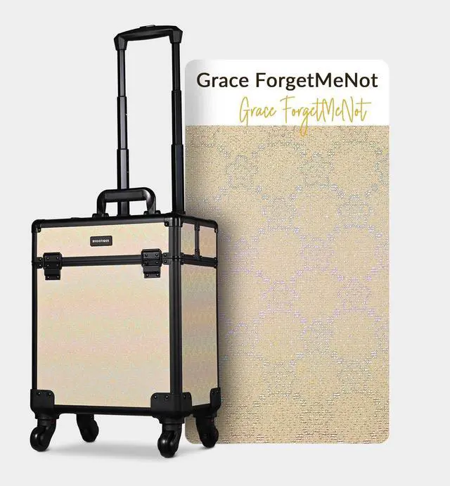 Alt view image 6 of 7 - Byootique Rolling Makeup Train Case Cosmetic Trolley Organizer Grace ForgetMeNot